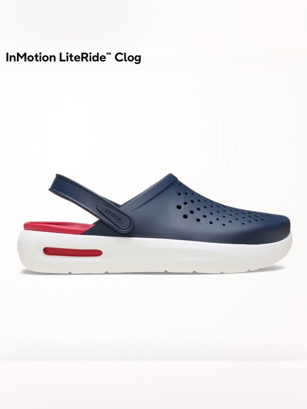 CROCS Navy Clog with White Sole and Red Lining